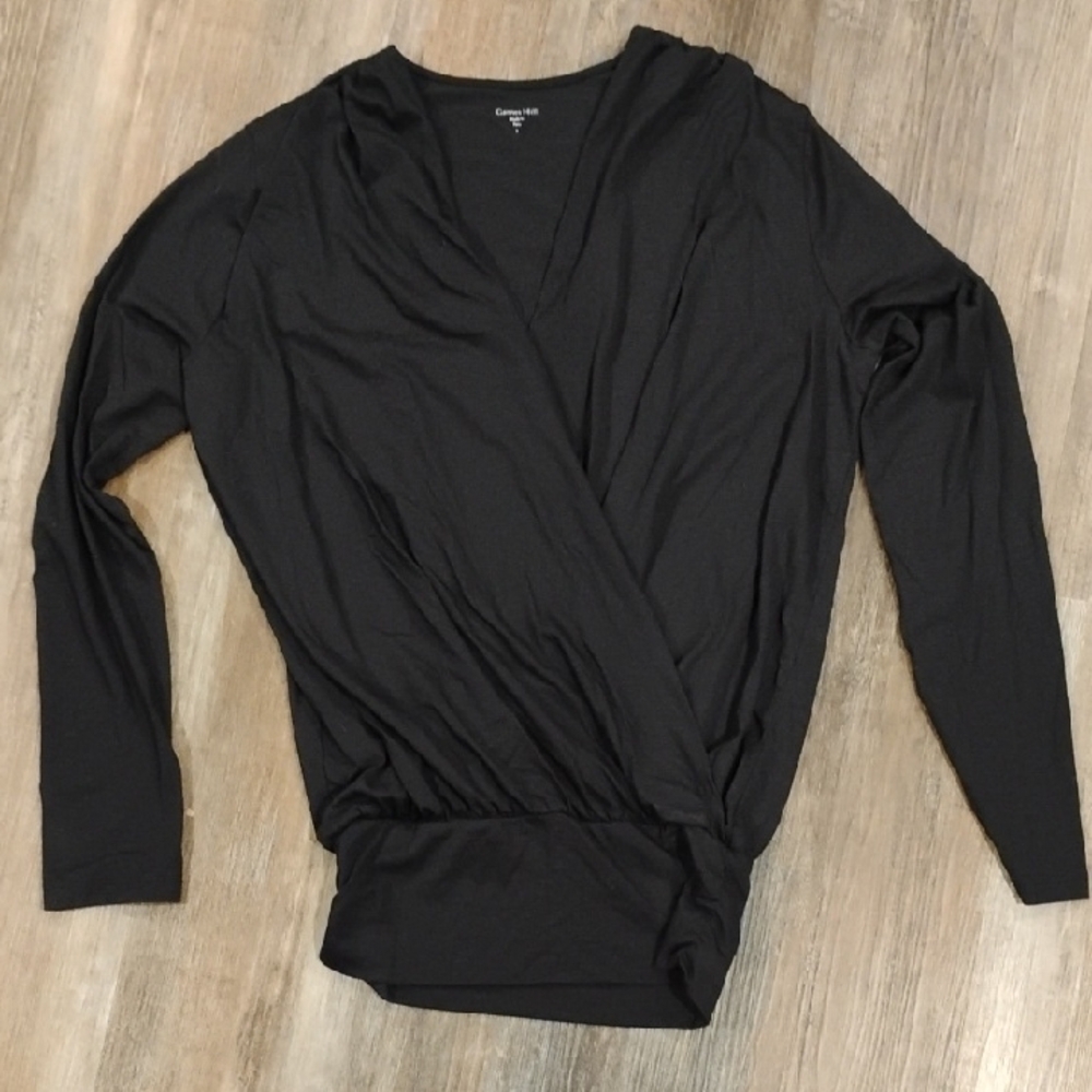 Garnet Hill Faux Wrap Black Top